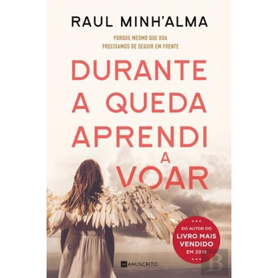Capa do livro Durante a Queda Aprendi a Voar com pessoa de costas e asas de penas