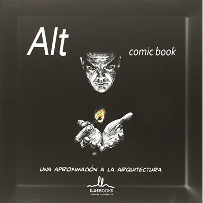 Capa de livro Alt comic book com fundo preto e ilustração de homem com fogo nas mãos.