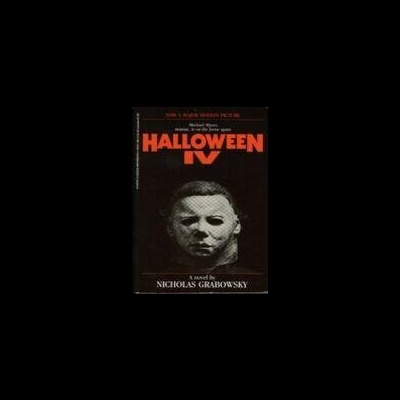 Capa do livro Halloween IV com máscara branca e texto em laranja