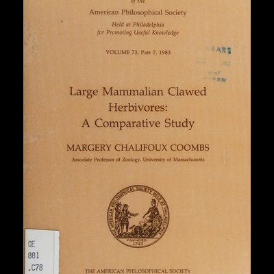 Capa de livro castanha clara com título e autor, selo da American Philosophical Society e etiquetas de biblioteca