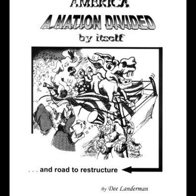 Capa de livro AMERICA A NATION DIVIDED by itself com ilustração e texto