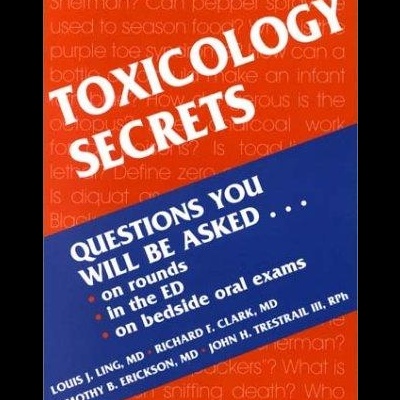 Capa de livro laranja e azul com título TOXICOLOGY SECRETS e lista de autores