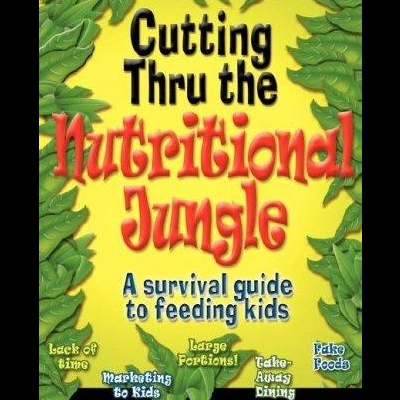 Capa de livro colorida com texto sobre nutrição infantil e folhas verdes ao redor