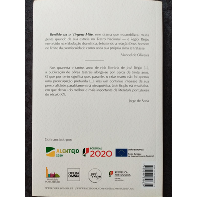 Verso do livro com texto sobre José Régio, logótipos institucionais e código de barras.