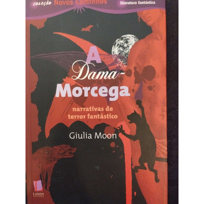 Capa de livro A Dama Morcega com imagens de morcego e figuras humanas em tons vermelhos e pretos