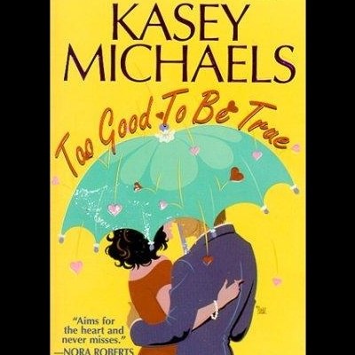 Capa de livro amarelo com casal debaixo de guarda-chuva azul e título Too Good To Be True