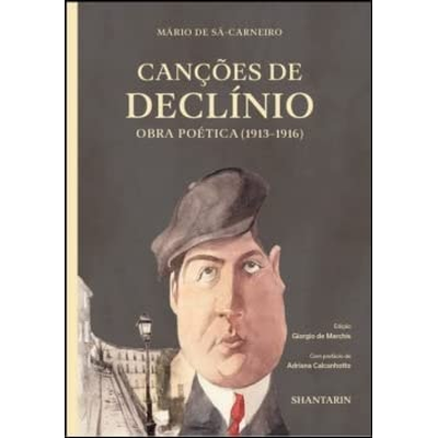 Capa do livro Canções de Declínio com ilustração de homem e texto autor e edição