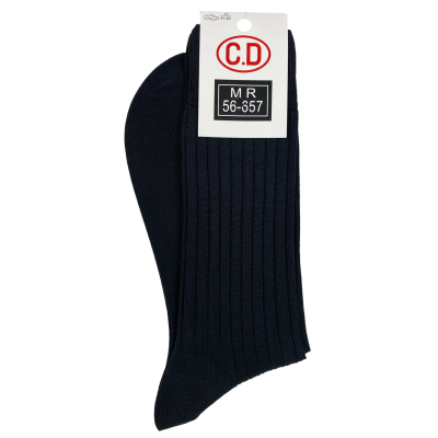 Par de meias azul escuro com etiqueta C.D, MR, 56-657