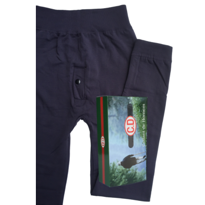 Calças compridas masculinas azul escuro com etiqueta C.D Calças de Homem