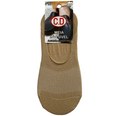 Meia invisível castanha algodão super fino