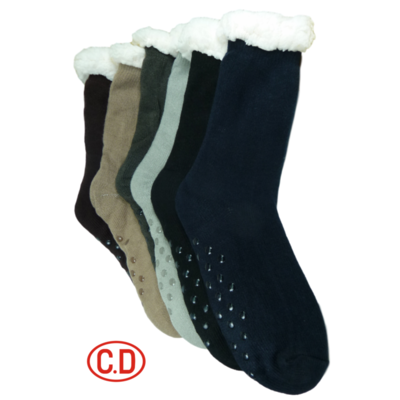 Cinco pares de meias felpudas antiderrapantes em várias cores