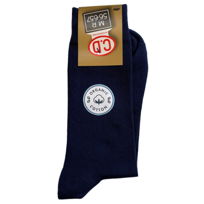 Meias verdes escuras com etiqueta e selo de algodão orgânico