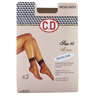 Embalagem de meias lycra castanhas socquette C.D Sax 15 Banda Soft