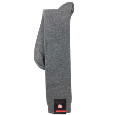 Par de meias cinzentas com etiqueta preta e vermelha