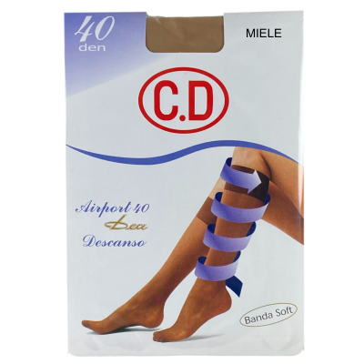 Pacote de meias femininas bege semitransparente com texto e imagem descriptiva.