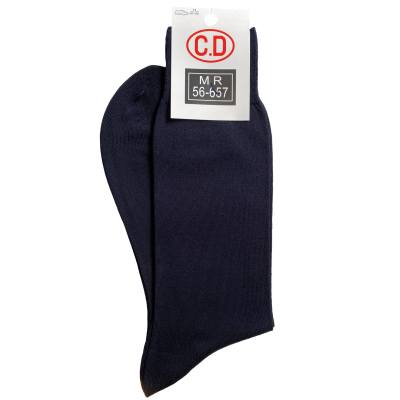 Par de meias azul escuro com etiqueta C.D M.R 56-657