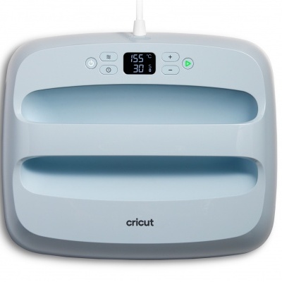 Ferro de planchar Cricut cinza claro com ecrã digital e botões