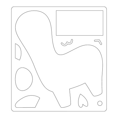 Molde recortado com formas geométricas e figura de cavalo em branco