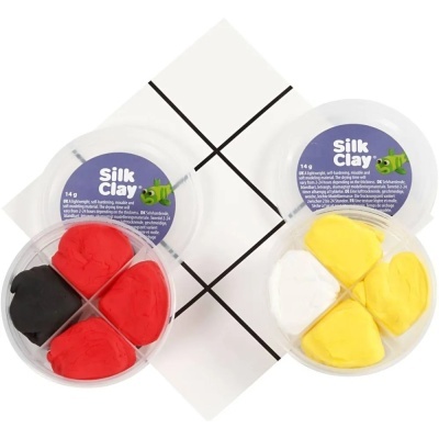 Conjuntos de massa moldeável Silk Clay em embalagens redondas com tampas azuis