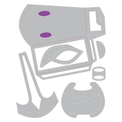 Recortes de papel cinzentos e roxos para montagem