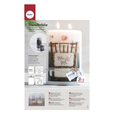 Embalagem de película de transferência para vela com vela decorada e selo extra