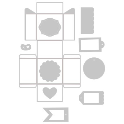 Moldes para embalagem e etiquetas em papel cinzento com várias formas