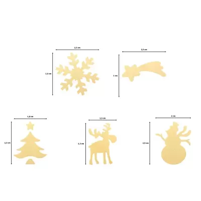 Figuras douradas de Natal em cartão com texturas