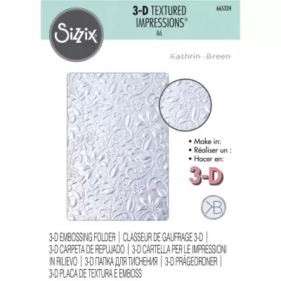 Pasta de relevo Sizzix 3-D Textured Impressions A6 com padrão floral
