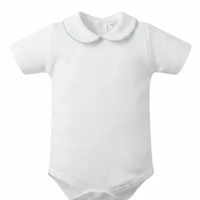 Body branco para bebé com gola redonda e mangas curtas
