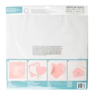 Pacote de papel adesivo em forma de coração cor-de-rosa com instruções