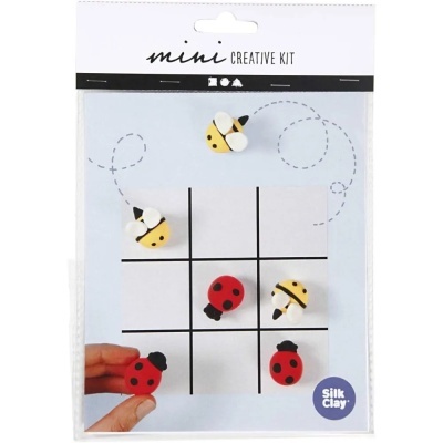 Kit criativo mini com peças de silicone em forma de joaninhas e abelhas para jogo da velha