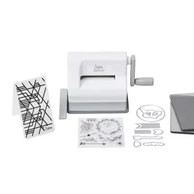 Máquina manual Sizzix Sidekick branca com acessórios para corte e padrões de papel