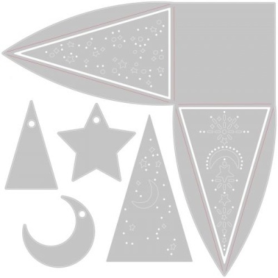 Moldes cinzentos de formas geométricas e símbolos com padrões de pontos