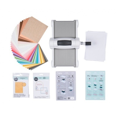 Conjunto para corte de papel com máquina manual, folhas coloridas, chapas de corte e instruções