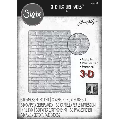 Placa de textura Sizzix 3-D Texture Fades com padrão de tijolos em relevo