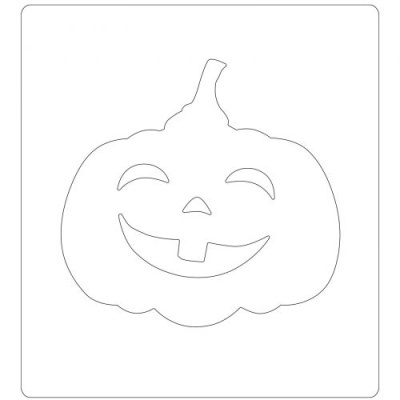 Desenho de abóbora de Halloween sorridente em linha preta sobre fundo branco