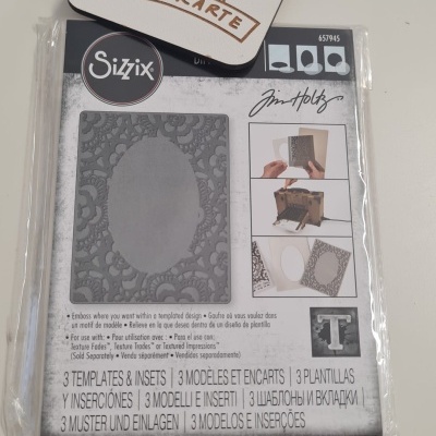 Pacote de moldes metálicos para corte Sizzix Tim Holtz, com embalagem plástica e cartão com desenho de mãos e MELHORARTE