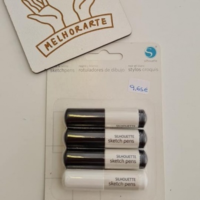 Conjunto de canetas de desenho embaladas com cartão com logo MELHORARTE