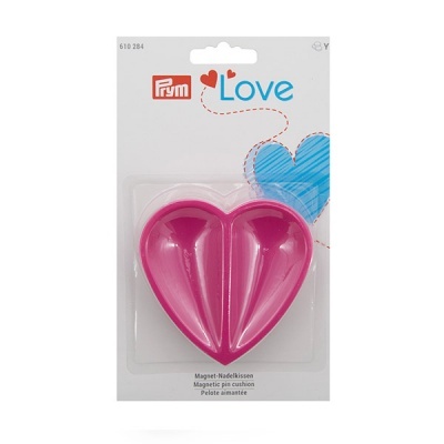 Suporte magnético para alfinetes em forma de coração cor-de-rosa com embalagem e cartão PRYM Love