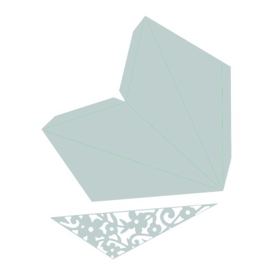 Molde de papel dobrável com padrão floral cinza e branco