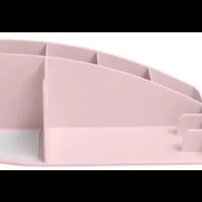 Organizador de secretária rosa com vários compartimentos
