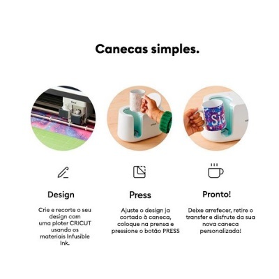 Processo de personalização de canecas com plotter CRICUT e prensa