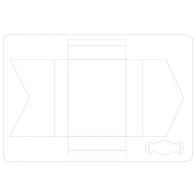 Molde para embalagem de papel com abas e pega recortada