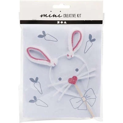 Kit criativo mini com acessórios para rosto de coelho em embalagem transparente