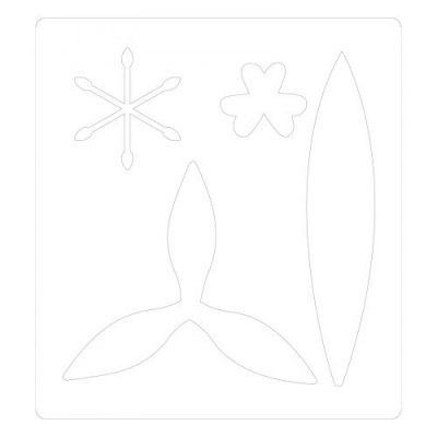 Molde branco com recortes de formas diversas sobre fundo branco