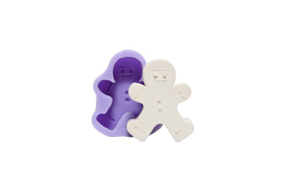 Forma de silicone roxa para bolachas em forma de boneco de gengibre com molde branco