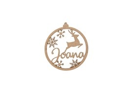 Ornamento de Natal redondo em madeira com nome Joana