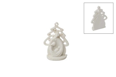 Enfeite natalício branco em forma de árvore com anjo