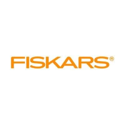 Logotipo da marca FISKARS em letras laranja
