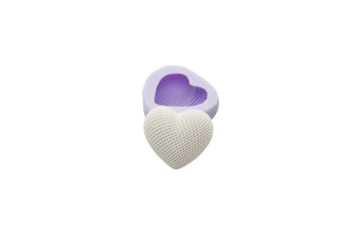 Molde de silicone lilás e coração branco texturizado